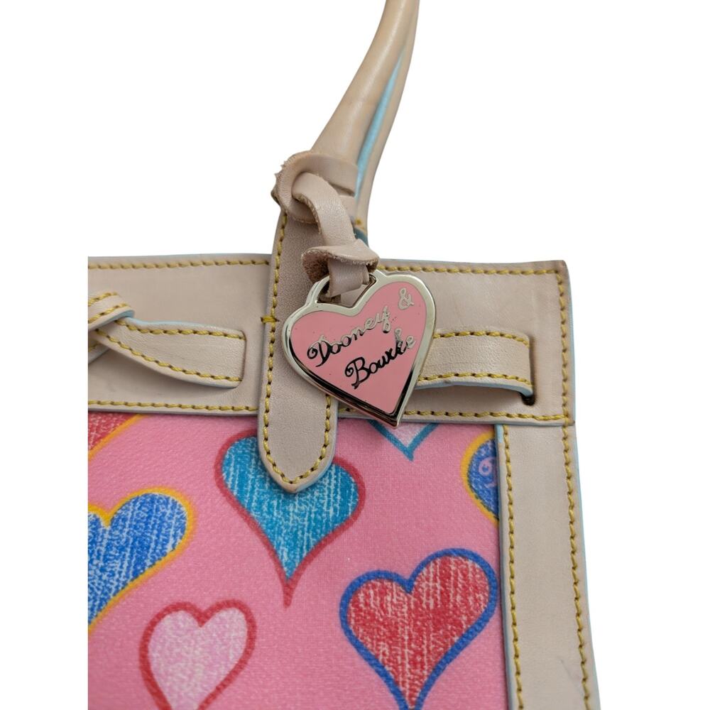 Dooney & Bourke Vintage Y2K Scribble Hearts Tassel Tote Shoulder Bag - Picture 7 of 16